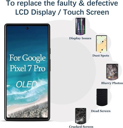 لجوجل بكسل 7 برو OLED قطع غيار للشاشة GP4BC GE2AE LCD ثلاثية الأبعاد عرض محول الأرقام اللمس الجمعية مع أدوات إصلاح in Kuwait