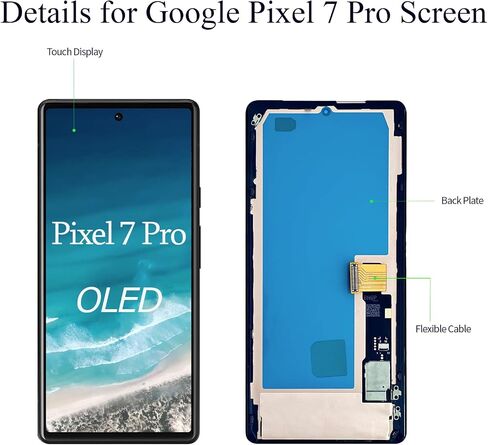 لجوجل بكسل 7 برو OLED قطع غيار للشاشة GP4BC GE2AE LCD ثلاثية الأبعاد عرض محول الأرقام اللمس الجمعية مع أدوات إصلاح in Kuwait