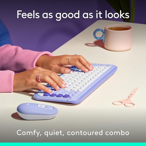 مجموعة Logitech POP ICON Combo، مجموعة لوحة مفاتيح وماوس بلوتوث، كتابة مريحة، مفاتيح وأزرار قابلة للبرمجة، نقرات هادئة، سهولة التبديل حتى 3 أجهزة - أرجواني (متجدد) in Saudi Arabia