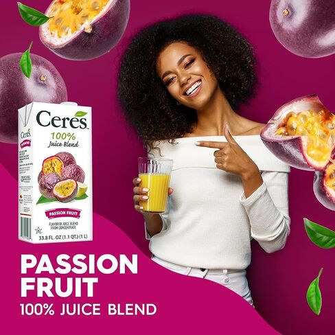 Ceres 100% All Natural Pure Fruit Juice Blend, Passion Fruit - Gluten Free, Rich in Vitamin C, No Added Sugar or Preservatives, Cholesterol Free - 33.8 FL OZ (Pack of 1) in Saudi Arabia
