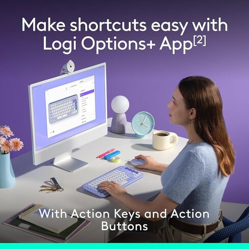 مجموعة Logitech POP ICON Combo، مجموعة لوحة مفاتيح وماوس بلوتوث، كتابة مريحة، مفاتيح وأزرار قابلة للبرمجة، نقرات هادئة، سهولة التبديل حتى 3 أجهزة - أرجواني (متجدد) in Saudi Arabia