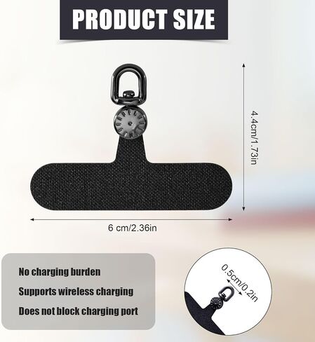 4 Pcs Phone Lanyard Patch, Phone Tether Tab Phone Strap Connector Rotatable 360°for Phone Strap Replacement Part Compatible with iPhone and Other Mobile Phones (Black) in Saudi Arabia