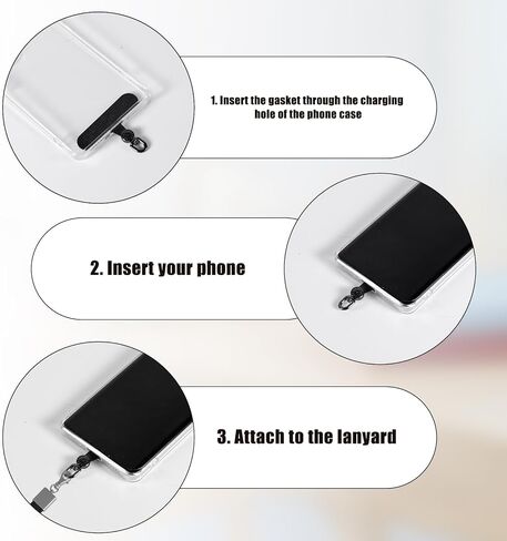 4 Pcs Phone Lanyard Patch, Phone Tether Tab Phone Strap Connector Rotatable 360°for Phone Strap Replacement Part Compatible with iPhone and Other Mobile Phones (Black) in Saudi Arabia