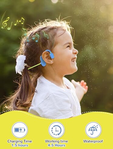 Kids Headphones, Wirelss 5.3 Air Conduction Open Ear Headphones Lightweight Kids IPX5 Waterproof with Microphone for School, Home and Outdoor-Blue in Saudi Arabia