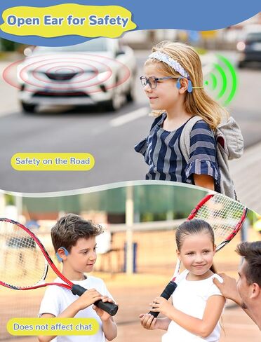 Kids Headphones, Wirelss 5.3 Air Conduction Open Ear Headphones Lightweight Kids IPX5 Waterproof with Microphone for School, Home and Outdoor-Blue in Saudi Arabia