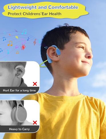 Kids Headphones, Wirelss 5.3 Air Conduction Open Ear Headphones Lightweight Kids IPX5 Waterproof with Microphone for School, Home and Outdoor-Blue in Saudi Arabia