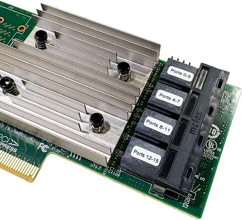 بطاقة SAS HBA متوافقة مع بطاقة توسيع LSI 9305-16i IT Mode PCIe SATA، 16 منفذ 12 جيجابت في الثانية PCIe 3.0، دعم الموسع، وحدة تحكم HBA مع 4X SFF-8643 إلى 8482 كابلات SAS لـ ZFS TrueNAS unRAID NAS in Kuwait