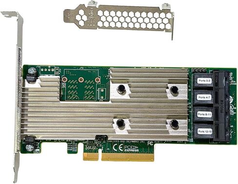 بطاقة SAS HBA متوافقة مع بطاقة توسيع LSI 9305-16i IT Mode PCIe SATA، 16 منفذ 12 جيجابت في الثانية PCIe 3.0، دعم الموسع، وحدة تحكم HBA مع 4X SFF-8643 إلى 8482 كابلات SAS لـ ZFS TrueNAS unRAID NAS in Kuwait