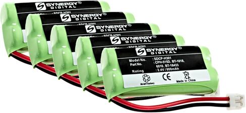 بطاريات هاتف لاسلكية رقمية من Synergy، متوافقة مع هاتف RCA 25055RE1 اللاسلكي، (Ni-MH، 2.4 فولت، 800 مللي أمبير)، بديلة لبطارية Uniden BT-1018، تتضمن العبوة: 5 بطاريات SDCP-H301 in Saudi Arabia