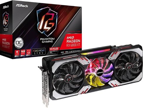 Asrock 16GB Radeon RX 6800 XT Phantom Gaming OC Aktiv PCIe 4.0 x16 (البيع بالتجزئة) (متجدد) in Saudi Arabia