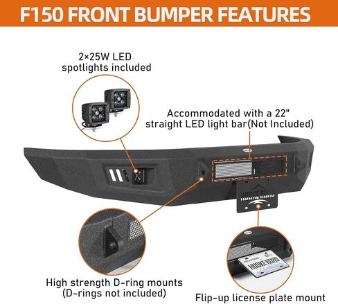 Hoke Road Discovery 04-08 F150 Front Pumper for 2004 2005 2006 2007 2008 Ford F-150 Pickup ، Offroad Replace Pumper w/Winch Plate & D Ring Mounts in Saudi Arabia
