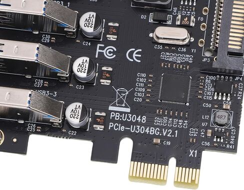 بطاقة PUSOKEI PCIE USB 3.2، 4 منافذ PCI Express إلى بطاقة توسيع USB 3.0، 4 منافذ USB A، سرعة فائقة 5 جيجابت في الثانية، تقنية مدمجة ذاتية التشغيل، بطاقة PCIe USB للكمبيوتر المكتبي in Kuwait