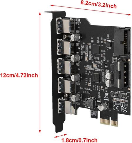بطاقة محول Drfeify PCIE إلى 5 منافذ USB 3.0 مع بروتوكول نقل UASP، تناسب مقابس PCI Express المختلفة، لمستخدمي الطاقة in Kuwait