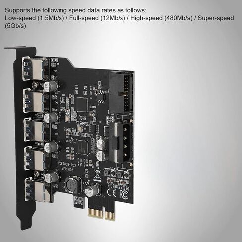 بطاقة محول Drfeify PCIE إلى 5 منافذ USB 3.0 مع بروتوكول نقل UASP، تناسب مقابس PCI Express المختلفة، لمستخدمي الطاقة in Kuwait
