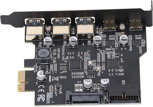 CHICIRIS PCIe USB 3.2 Gen 1 Expansion Card with 5Gbps Transfer Speed for, OS X PC, Black 5 Port PCIe USB Card for Desktop Users in Saudi Arabia