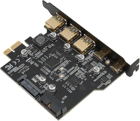 Drfeify High Speed PCIE to USB 3.0 Expansion Card 5 Ports Chip USB PCI Express Card 3xUSB3.0 2xType C for PC Desktop, Fast File Transfer for WINXP for for for for Linux in Saudi Arabia