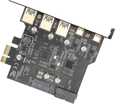 Drfeify High Speed PCIE to USB 3.0 Expansion Card 5 Ports Chip USB PCI Express Card 3xUSB3.0 2xType C for PC Desktop, Fast File Transfer for WINXP for for for for Linux in Saudi Arabia