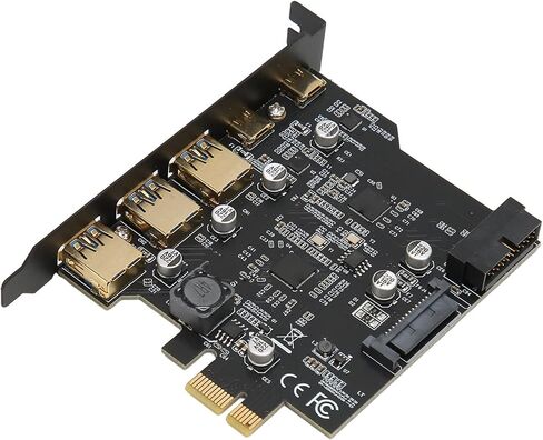 Drfeify High Speed PCIE to USB 3.0 Expansion Card 5 Ports Chip USB PCI Express Card 3xUSB3.0 2xType C for PC Desktop, Fast File Transfer for WINXP for for for for Linux in Saudi Arabia