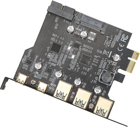 Drfeify High Speed PCIE to USB 3.0 Expansion Card 5 Ports Chip USB PCI Express Card 3xUSB3.0 2xType C for PC Desktop, Fast File Transfer for WINXP for for for for Linux in Saudi Arabia
