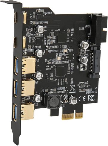Drfeify High Speed PCIE to USB 3.0 Expansion Card 5 Ports Chip USB PCI Express Card 3xUSB3.0 2xType C for PC Desktop, Fast File Transfer for WINXP for for for for Linux in Saudi Arabia