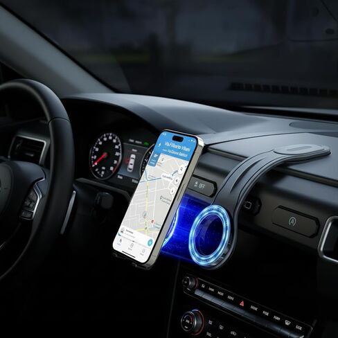 Magnetic Detachable Car Phone Holder, Bendable Aluminum Arm, Silicone Dashboard Mount for Most Vehicles in Saudi Arabia