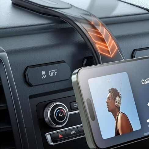 Magnetic Detachable Car Phone Holder, Bendable Aluminum Arm, Silicone Dashboard Mount for Most Vehicles in Saudi Arabia