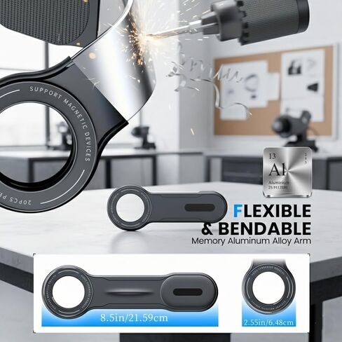 Magnetic Detachable Car Phone Holder, Bendable Aluminum Arm, Silicone Dashboard Mount for Most Vehicles in Saudi Arabia