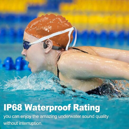 Swimming Bone Conduction Headphones,Waterproof IP68,Bluetooth 5.4, Built-in 32GB TF Swimming Headphones Underwater Music Player (Orange) in Saudi Arabia