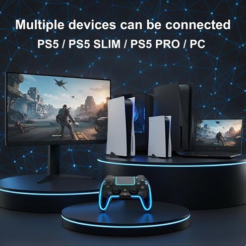VioraTech Wireless Controller for PS5 with Hall Effect Joysticks, RGB Lighting, Turbo & Macro Functions, Linear Triggers, 6-Axis Sensor, Dual Vibration, Touchpad, Speaker & 3.5mm Audio Jack – Compatible with PS5/Pro/Slim/Mac/Steam Deck/PC in Saudi Arabia