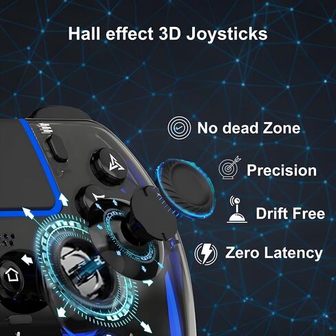 VioraTech Wireless Controller for PS5 with Hall Effect Joysticks, RGB Lighting, Turbo & Macro Functions, Linear Triggers, 6-Axis Sensor, Dual Vibration, Touchpad, Speaker & 3.5mm Audio Jack – Compatible with PS5/Pro/Slim/Mac/Steam Deck/PC in Saudi Arabia