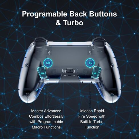 VioraTech Wireless Controller for PS5 with Hall Effect Joysticks, RGB Lighting, Turbo & Macro Functions, Linear Triggers, 6-Axis Sensor, Dual Vibration, Touchpad, Speaker & 3.5mm Audio Jack – Compatible with PS5/Pro/Slim/Mac/Steam Deck/PC in Saudi Arabia