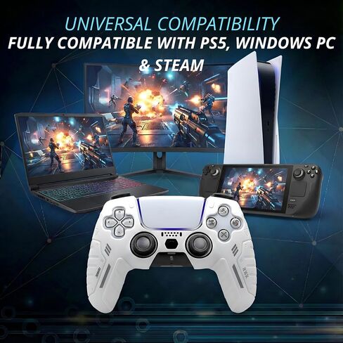 NexGami Wireless Controller Compatible with PS5, Bluetooth 5.0 Gamepad with 3D Hall Effect Joysticks, Dual Vibration, 6-Axis Motion Control, USB C Charging, Ergonomic Design for Gamers, Works with PS5 and Windows PC in Saudi Arabia