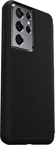 OtterBox for Samsung Galaxy S21+ 5G, Premium Leather Protective Folio Case, Strada Series, Black - Non-Retail Packaging in Saudi Arabia