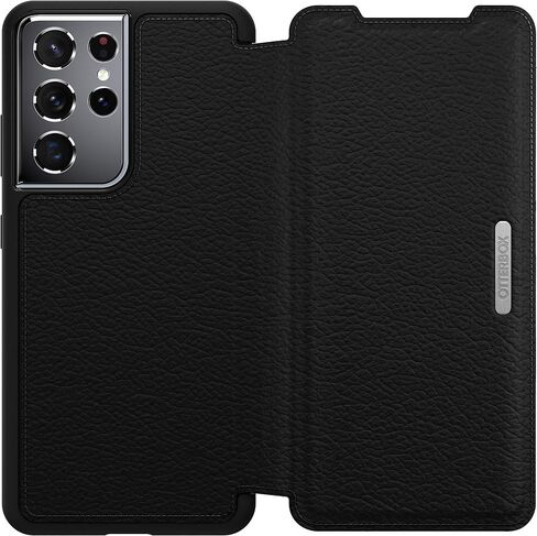 OtterBox for Samsung Galaxy S21+ 5G, Premium Leather Protective Folio Case, Strada Series, Black - Non-Retail Packaging in Saudi Arabia