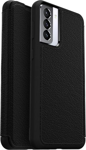 OtterBox for Samsung Galaxy S21+ 5G, Premium Leather Protective Folio Case, Strada Series, Black - Non-Retail Packaging in Saudi Arabia