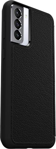 OtterBox for Samsung Galaxy S21+ 5G, Premium Leather Protective Folio Case, Strada Series, Black - Non-Retail Packaging in Saudi Arabia