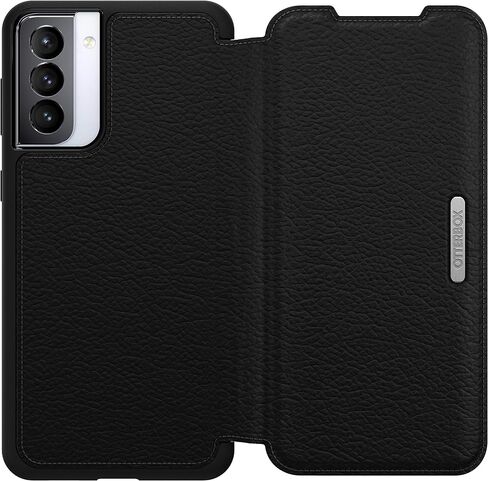 OtterBox for Samsung Galaxy S21+ 5G, Premium Leather Protective Folio Case, Strada Series, Black - Non-Retail Packaging in Saudi Arabia