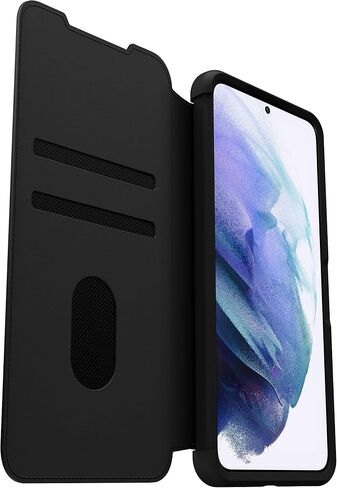 OtterBox for Samsung Galaxy S21+ 5G, Premium Leather Protective Folio Case, Strada Series, Black - Non-Retail Packaging in Saudi Arabia