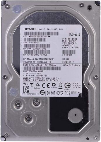 محرك الأقراص الصلبة الداخلي Hitachi Ultrastar 7K3000 HUA723020ALA640 سعة 2 تيرابايت مقاس 3.5 بوصة (متجدد) in Saudi Arabia