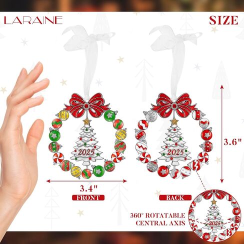 زينة شجرة عيد الميلاد من Laraine - مجموعة مكونة من 3 قطع 2023 قلادة معلقة دوارة مزخرفة من سحر السيارة للعطلات هدية تذكار قابلة للدوران لديكور المنزل (مجموعة 3 قطع (2023)) in Kuwait