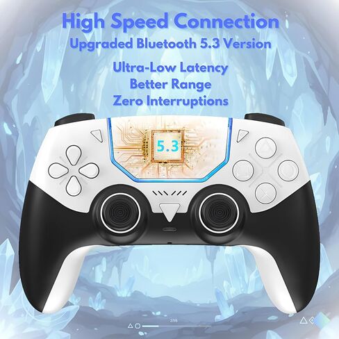 GioMay Pro Wireless Game Controller with Hall Effect Joystick, 2.4G & BT 5.3 Connection, Dual Vibration, Programmable Buttons, 1000mAh Battery, Compatible with PS5, PC, Steam, Android & iOS (white) in Saudi Arabia
