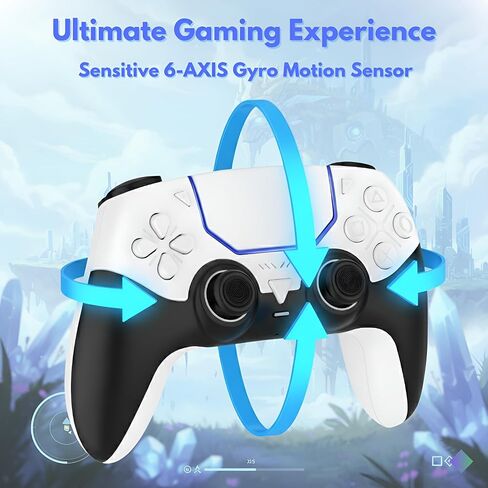 GioMay Pro Wireless Game Controller with Hall Effect Joystick, 2.4G & BT 5.3 Connection, Dual Vibration, Programmable Buttons, 1000mAh Battery, Compatible with PS5, PC, Steam, Android & iOS (white) in Saudi Arabia