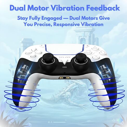 GioMay Pro Wireless Game Controller with Hall Effect Joystick, 2.4G & BT 5.3 Connection, Dual Vibration, Programmable Buttons, 1000mAh Battery, Compatible with PS5, PC, Steam, Android & iOS (white) in Saudi Arabia