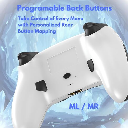 GioMay Pro Wireless Game Controller with Hall Effect Joystick, 2.4G & BT 5.3 Connection, Dual Vibration, Programmable Buttons, 1000mAh Battery, Compatible with PS5, PC, Steam, Android & iOS (white) in Saudi Arabia