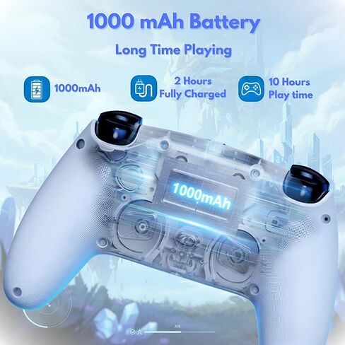 GioMay Pro Wireless Game Controller with Hall Effect Joystick, 2.4G & BT 5.3 Connection, Dual Vibration, Programmable Buttons, 1000mAh Battery, Compatible with PS5, PC, Steam, Android & iOS (white) in Saudi Arabia