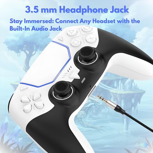 GioMay Pro Wireless Game Controller with Hall Effect Joystick, 2.4G & BT 5.3 Connection, Dual Vibration, Programmable Buttons, 1000mAh Battery, Compatible with PS5, PC, Steam, Android & iOS (white) in Saudi Arabia