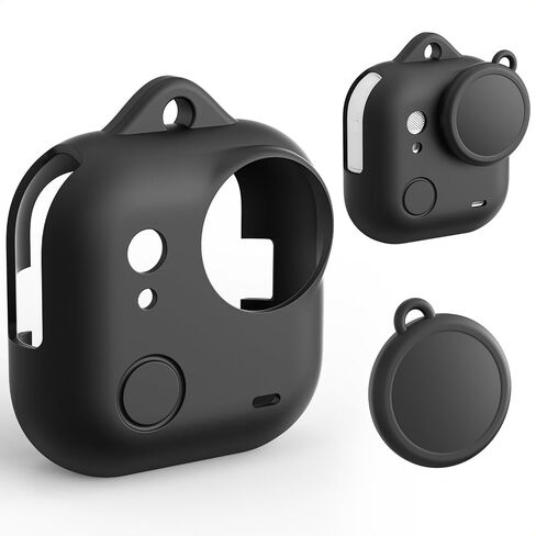 جراب K&F Concept أسود من السيليكون متوافق مع ملحقات كاميرا Insta360 Go Ultra، جراب واقٍ ناعم مع غطاء عدسة، فتحة جانبية لبطاقة الذاكرة، ملحقات كاميرا الحركة للحماية الشاملة in Saudi Arabia