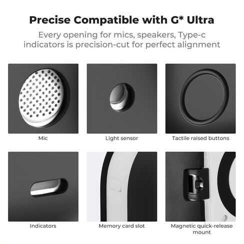 جراب K&F Concept أسود من السيليكون متوافق مع ملحقات كاميرا Insta360 Go Ultra، جراب واقٍ ناعم مع غطاء عدسة، فتحة جانبية لبطاقة الذاكرة، ملحقات كاميرا الحركة للحماية الشاملة in Saudi Arabia