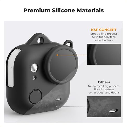 جراب K&F Concept أسود من السيليكون متوافق مع ملحقات كاميرا Insta360 Go Ultra، جراب واقٍ ناعم مع غطاء عدسة، فتحة جانبية لبطاقة الذاكرة، ملحقات كاميرا الحركة للحماية الشاملة in Saudi Arabia