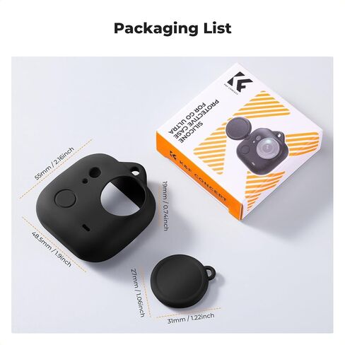 جراب K&F Concept أسود من السيليكون متوافق مع ملحقات كاميرا Insta360 Go Ultra، جراب واقٍ ناعم مع غطاء عدسة، فتحة جانبية لبطاقة الذاكرة، ملحقات كاميرا الحركة للحماية الشاملة in Saudi Arabia